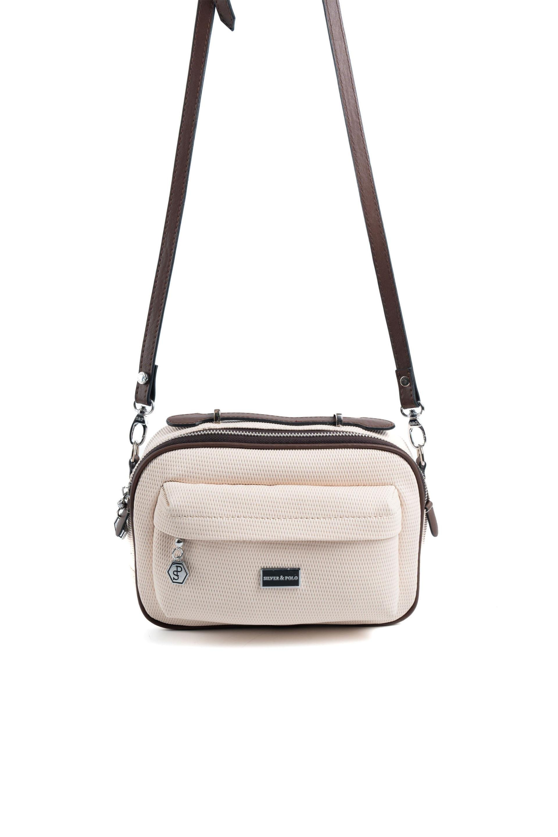 Silver & Polo SP1186 Kadın Çapraz Çanta Petek Bej-Kahve
