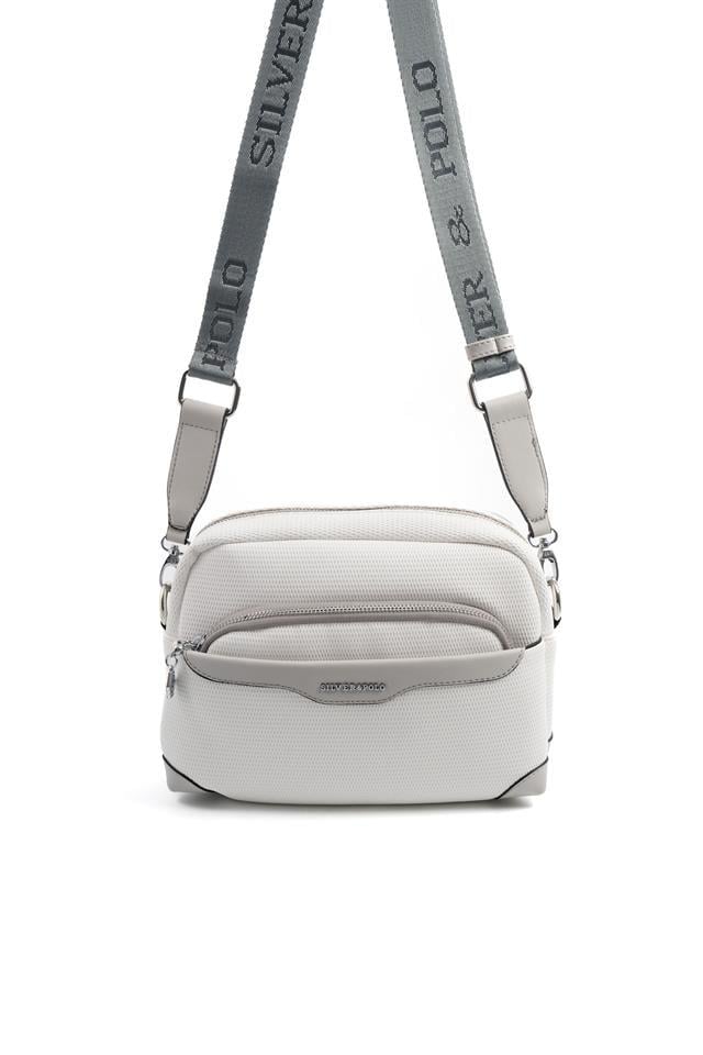 Silver & Polo SP1201 Kadın Çapraz Çanta Petek Beyaz-A.Gri