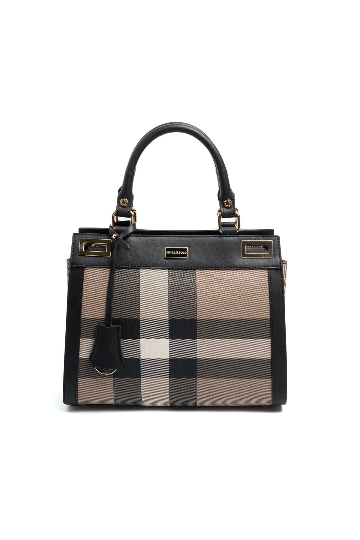 Silver & Polo SP1174 Kadın El Çantası Ekose Kahve-Siyah