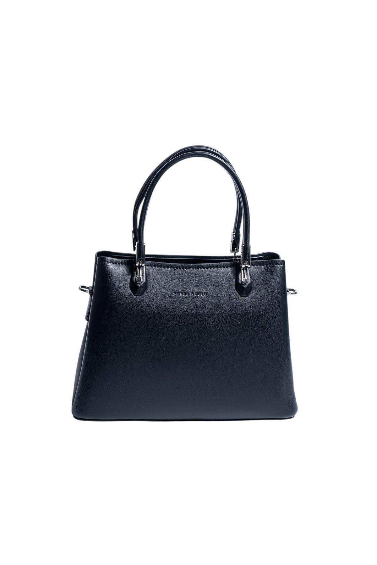 Silver & Polo SP1233 Kadın El Çantası Cilt Siyah-Siyah