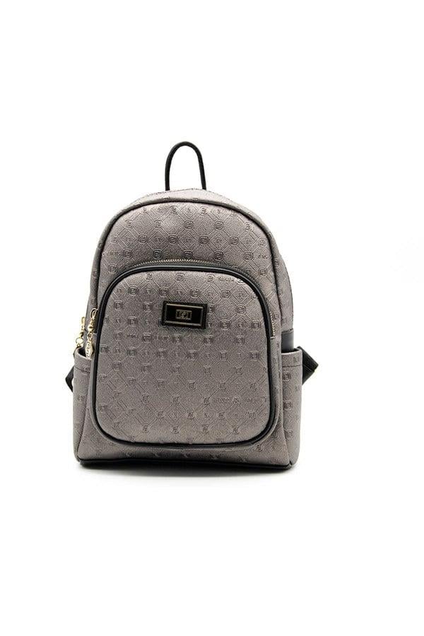 Silver & Polo SP1035 Kadın Sırt Çantası Logolu Platin-Siyah