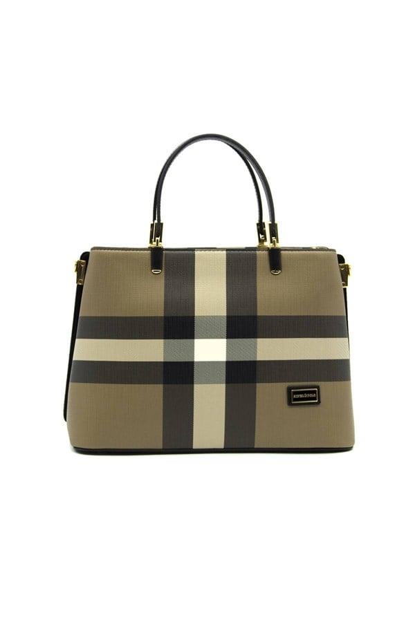 Silver & Polo SP924 Kadın El Çantası Ekose Kahve-Siyah