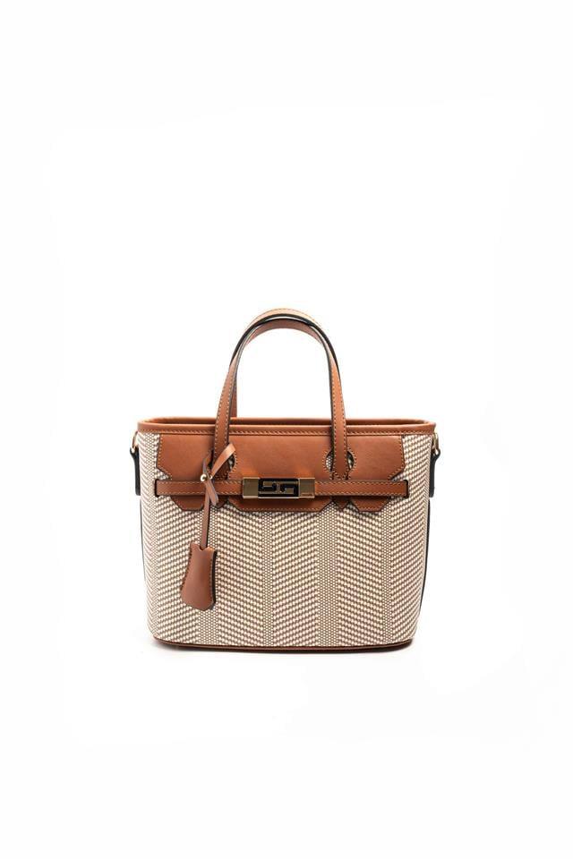 Silver & Polo SP1185 Kadın El Çantası Hasır Bej-Taba