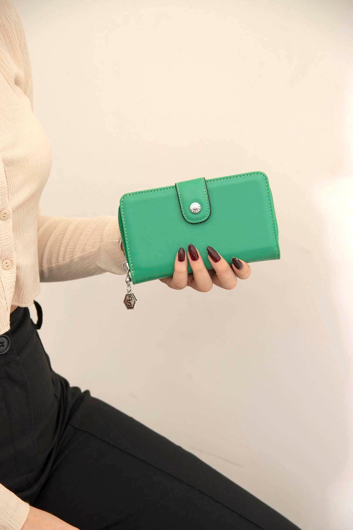 Silver & Polo SP882 Kadın Cüzdan & Kartlık Düz Çimen Yeşili