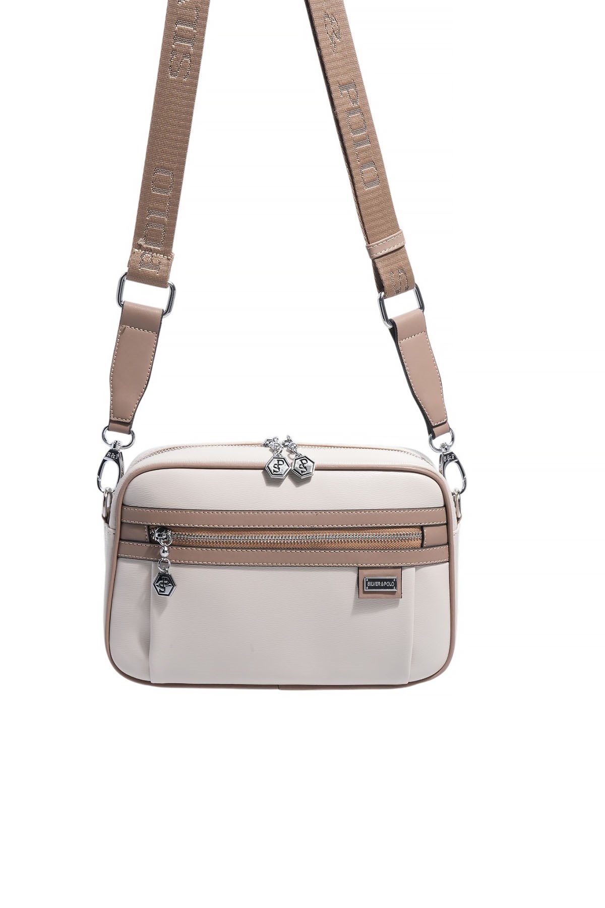 Silver & Polo SP1280 Kadın Çapraz Çanta Düz Bej-Latte