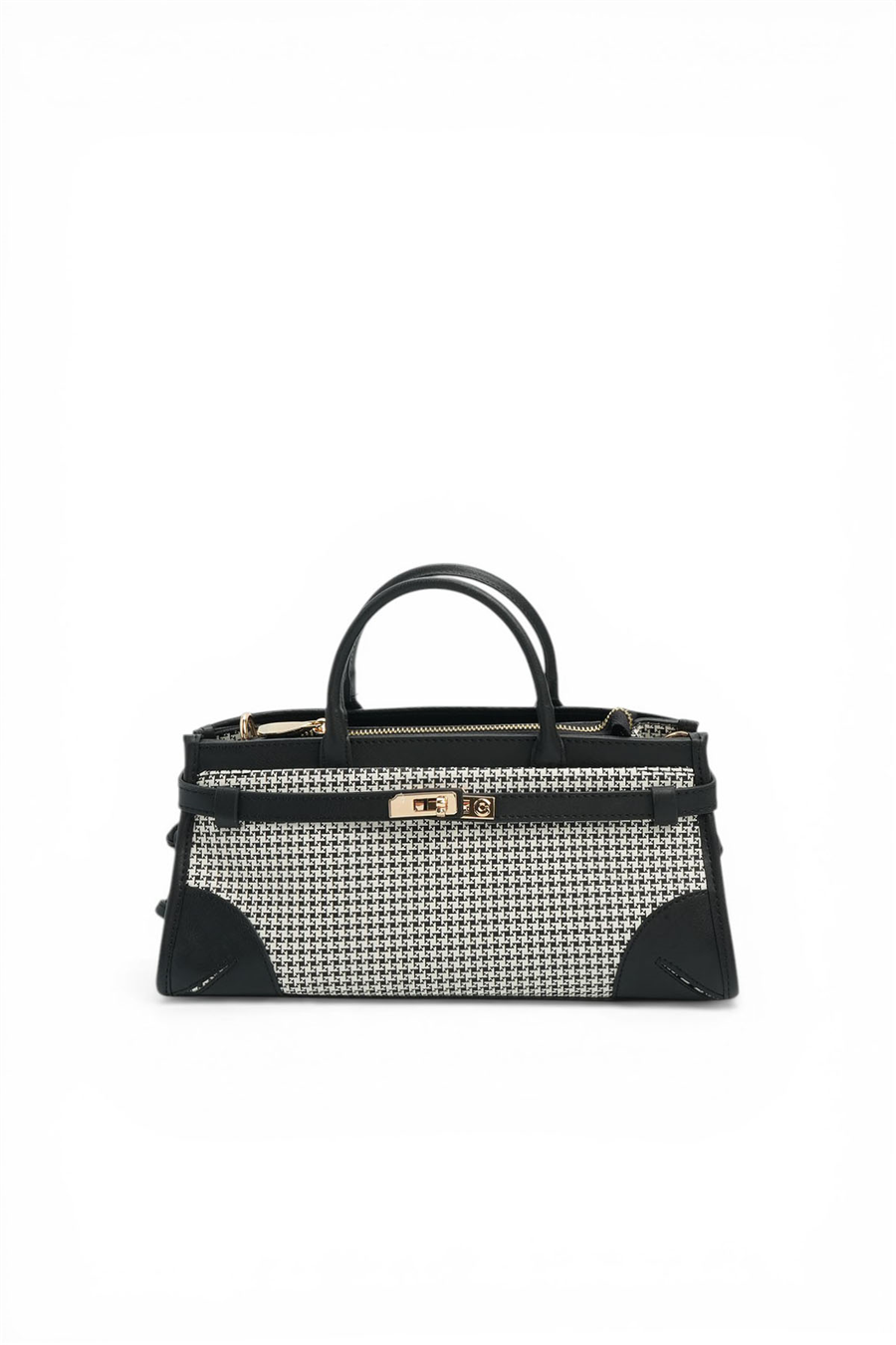 Silver & Polo SP1260 Kadın El Çantası Kaz Ayağı Ekose Siyah-Siyah