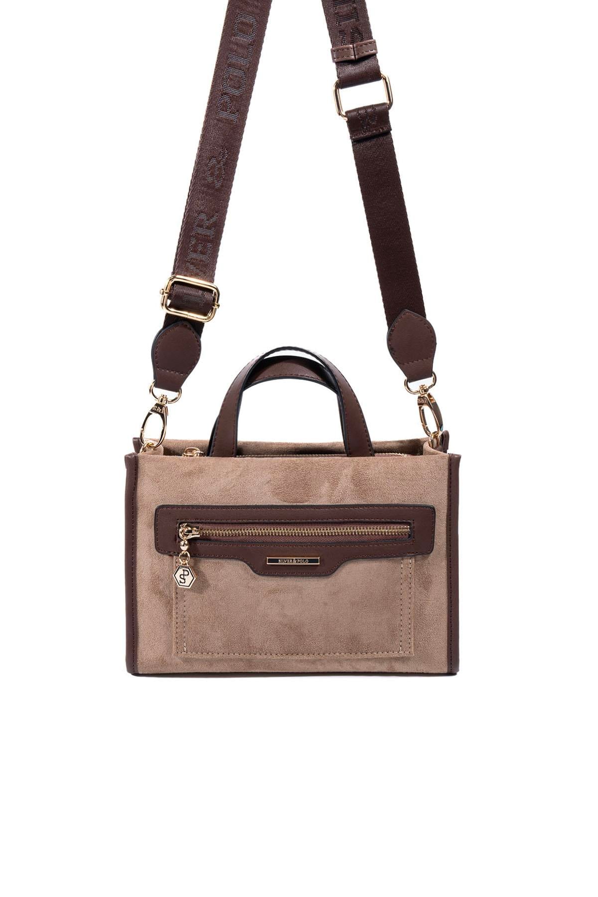 Silver & Polo SP1271 Kadın El Çantası Süet Vizon-Kahve