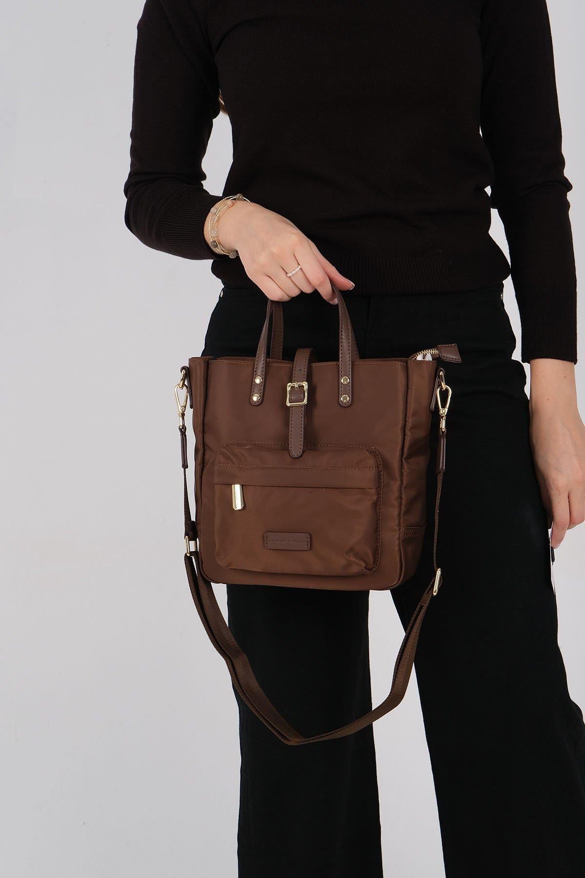 Silver & Polo SP1218 Kadın El Çantası Saten Kahve-Kahve