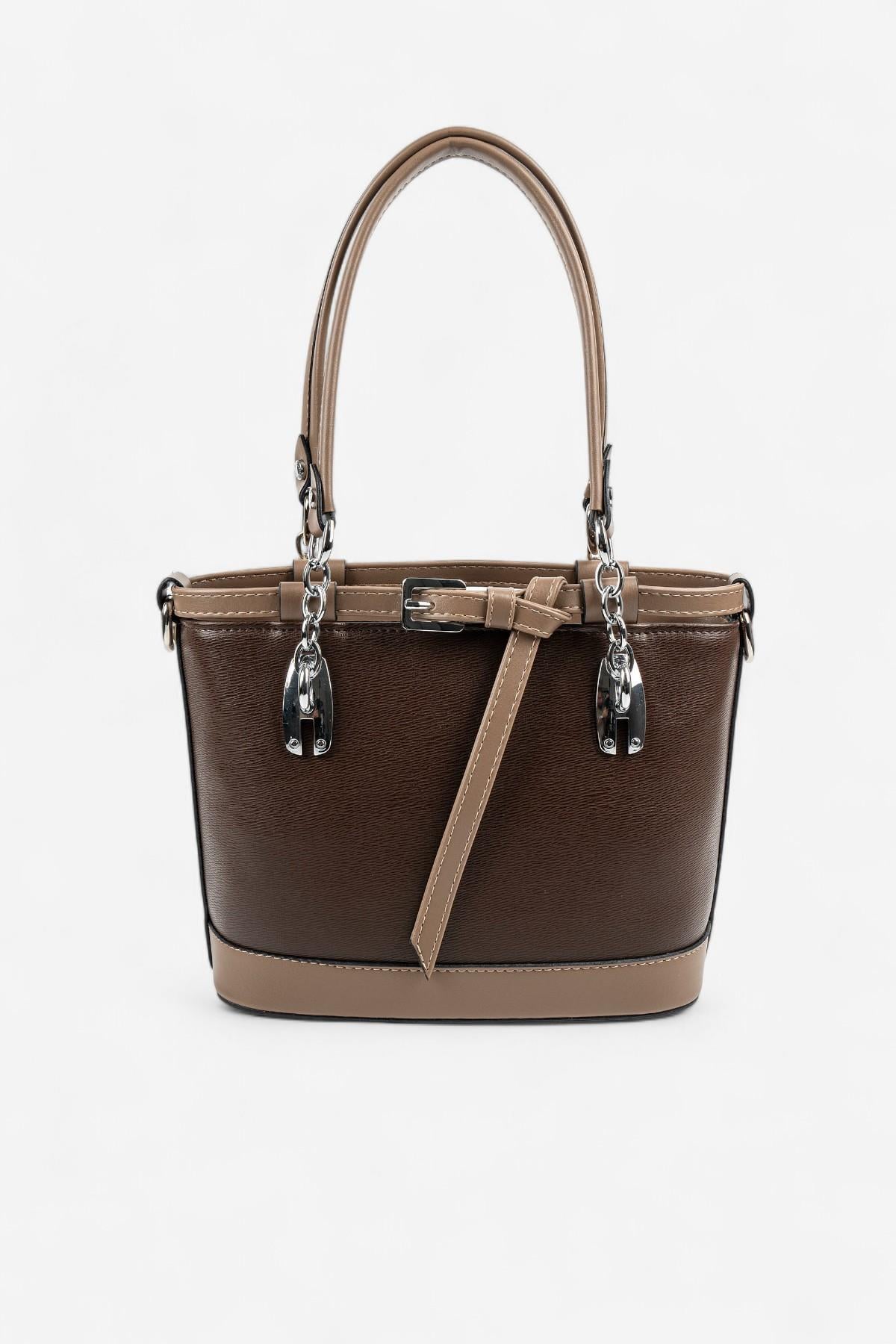 Silver & Polo SP1155 Kadın El Çantası Düz Kahve-Vizon
