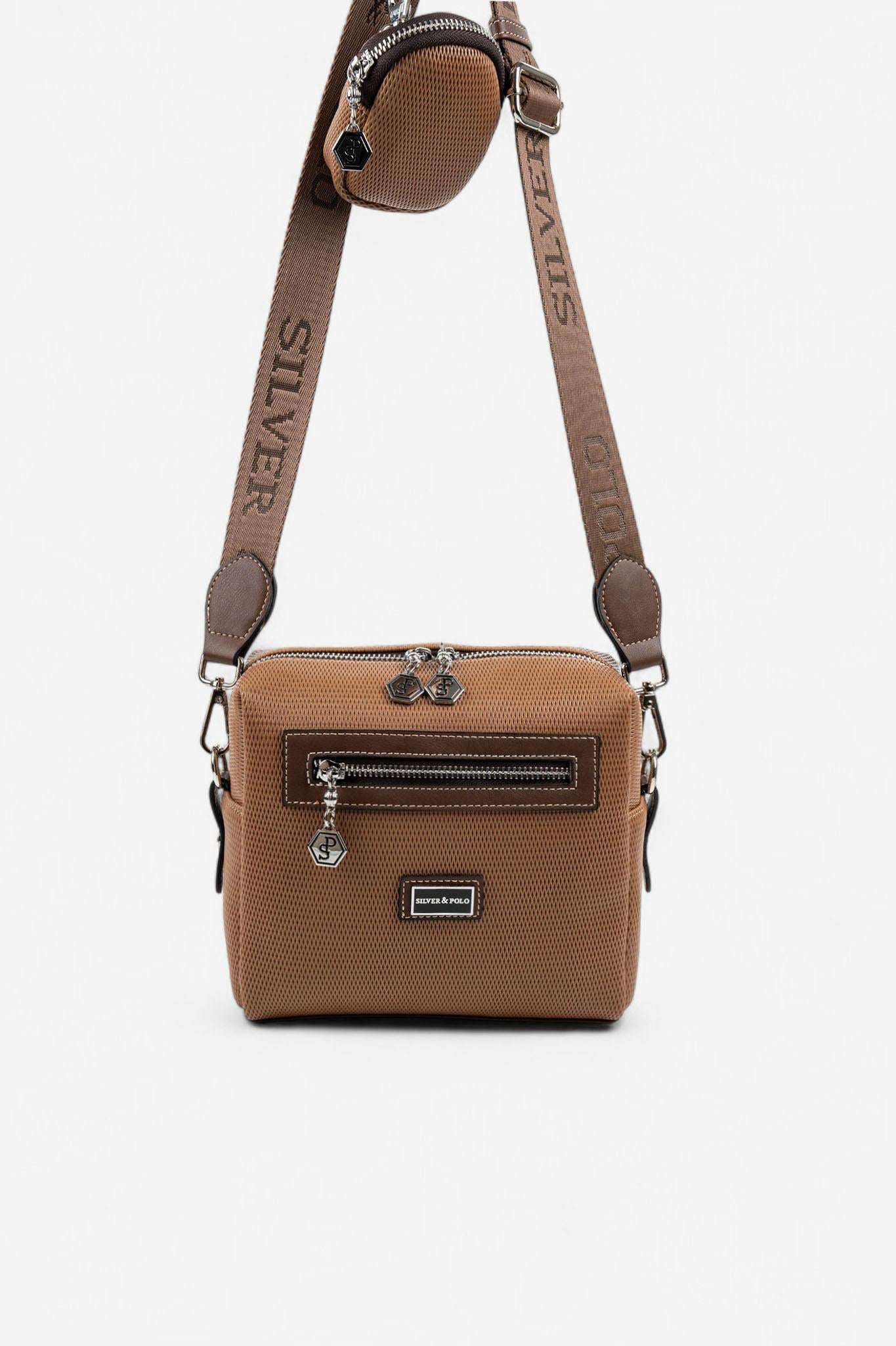Silver & Polo SP1038 Kadın Çapraz Çanta Petek Karamel-Kahve