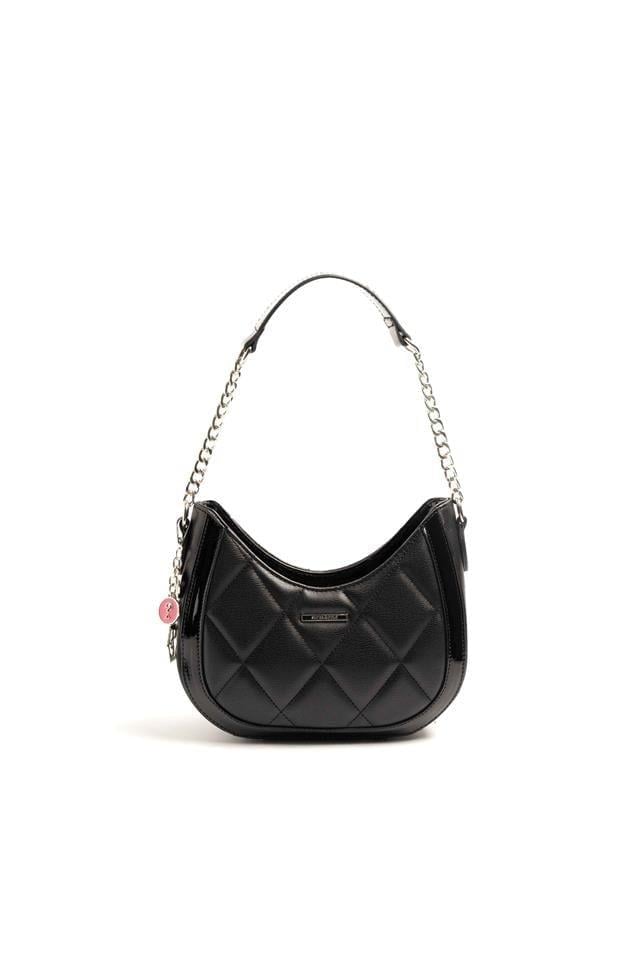 Silver Polo SP1168 Kadın Omuz Çantası Düz Siyah-Rugan Siyah