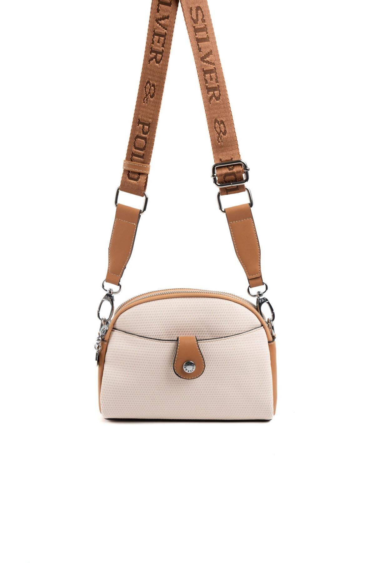 Silver & Polo SP1144 Kadın Çapraz Çanta Petek Bej-A.Taba