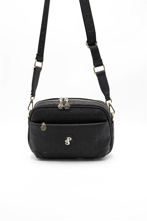 Silver Polo SP1094 Kadın Çapraz Çanta Logolu Siyah-Siyah