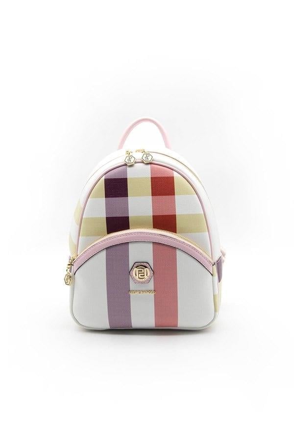 Silver & Polo SP945 Kadın Sırt Çantası Ekose Lila-Pembe
