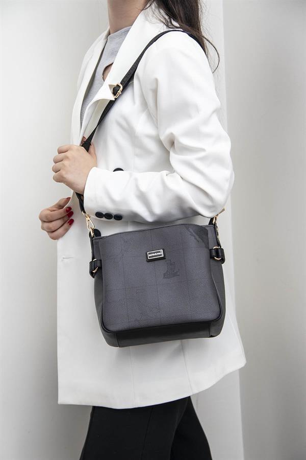 Silver & Polo SP884 Kadın Çapraz Çanta Harita Siyah