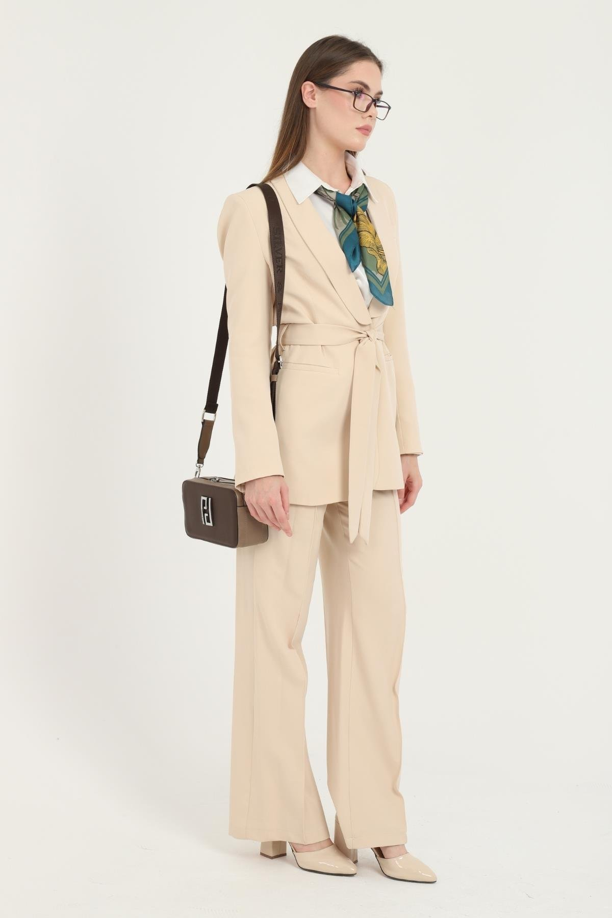 Silver & Polo SP1078 Kadın Çapraz Çanta Düz Kahve-Vizon