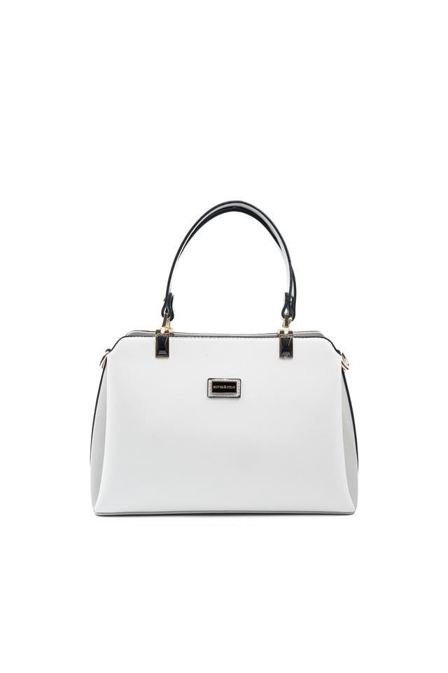 Silver & Polo SP972 Kadın El Çantası Düz Beyaz-A.Gri