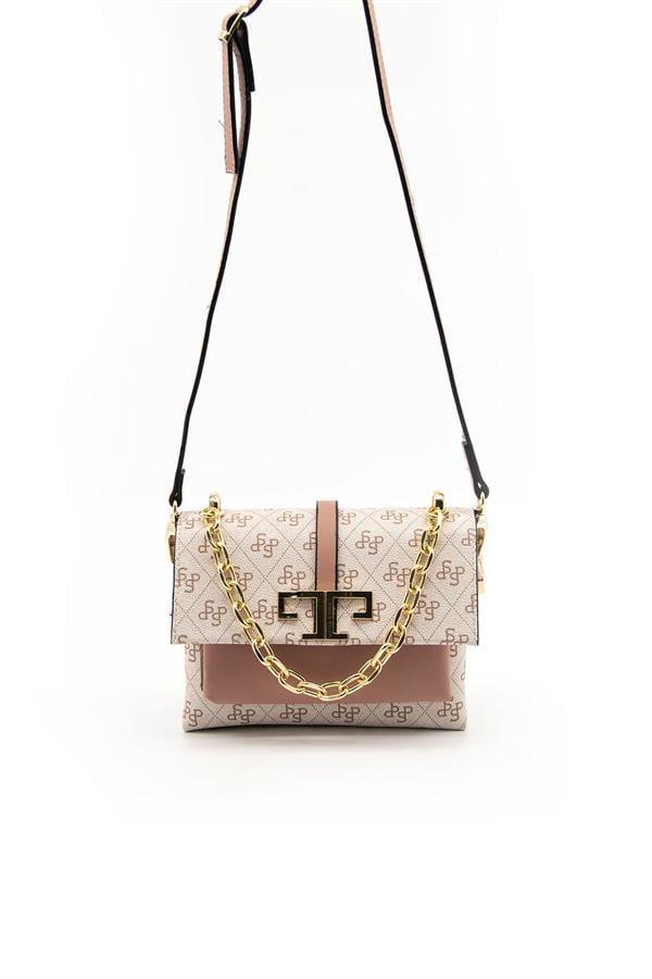 Silver & Polo SP1148 Kadın Çapraz Çanta Monogram Pembe-Somon