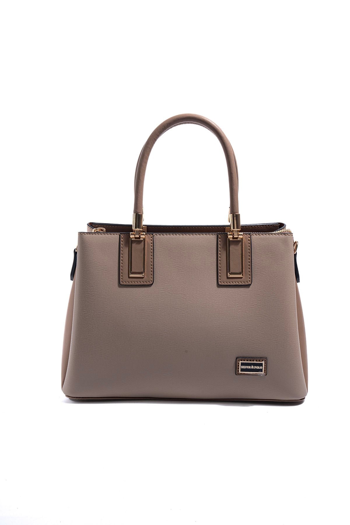 Silver & Polo SP1000 Kadın El Çantası Düz Koyu Bej-Latte