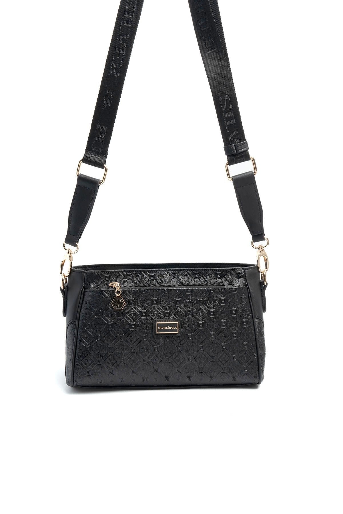 Silver & Polo SP1273 Kadın Çapraz Çanta Logolu Siyah-Siyah