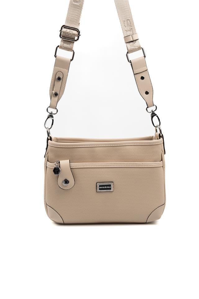 Silver & Polo SP1160 Kadın Çapraz Çanta Petek Bej-A.Taba