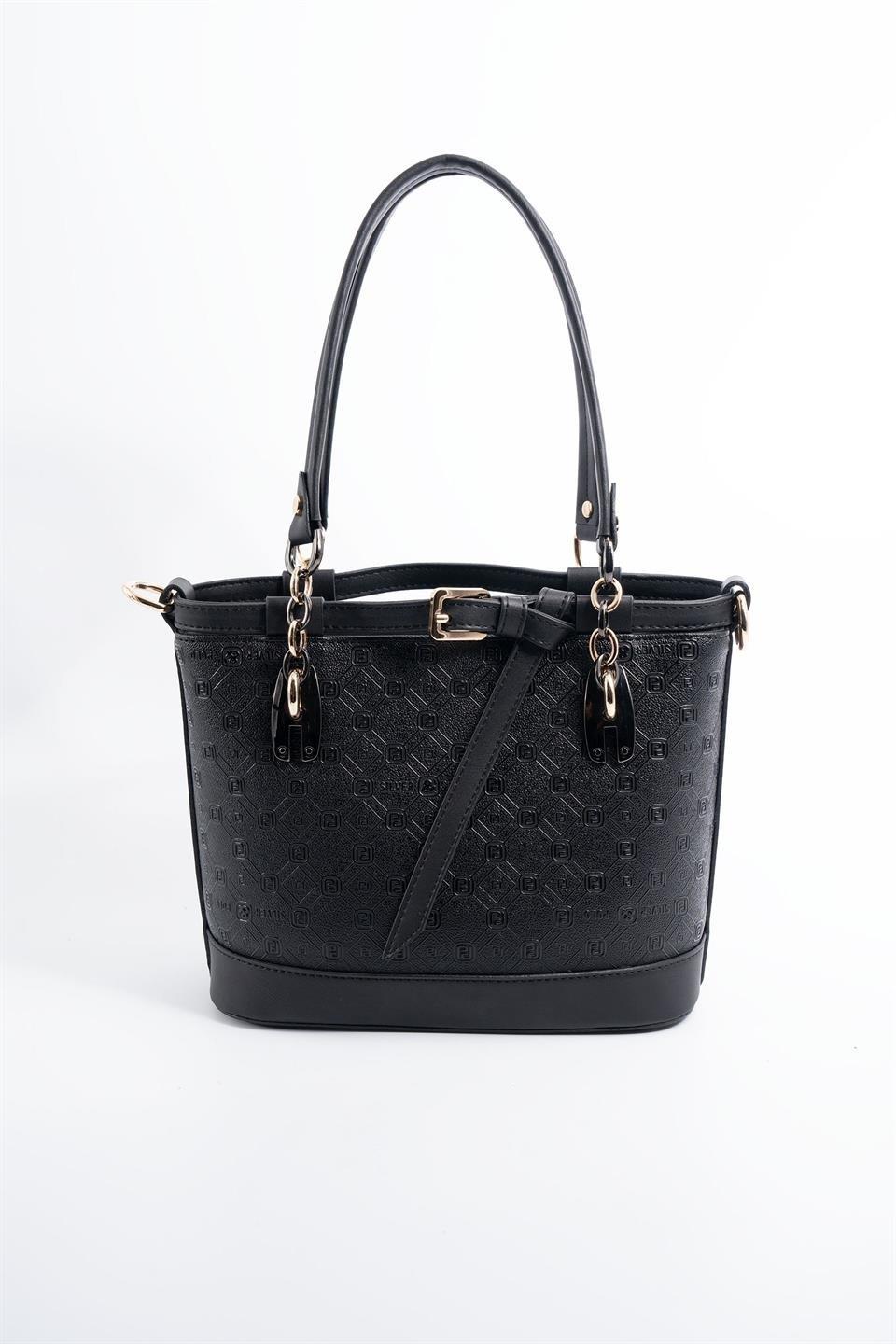 Silver & Polo SP1155 Kadın El Çantası Logolu Siyah-Siyah