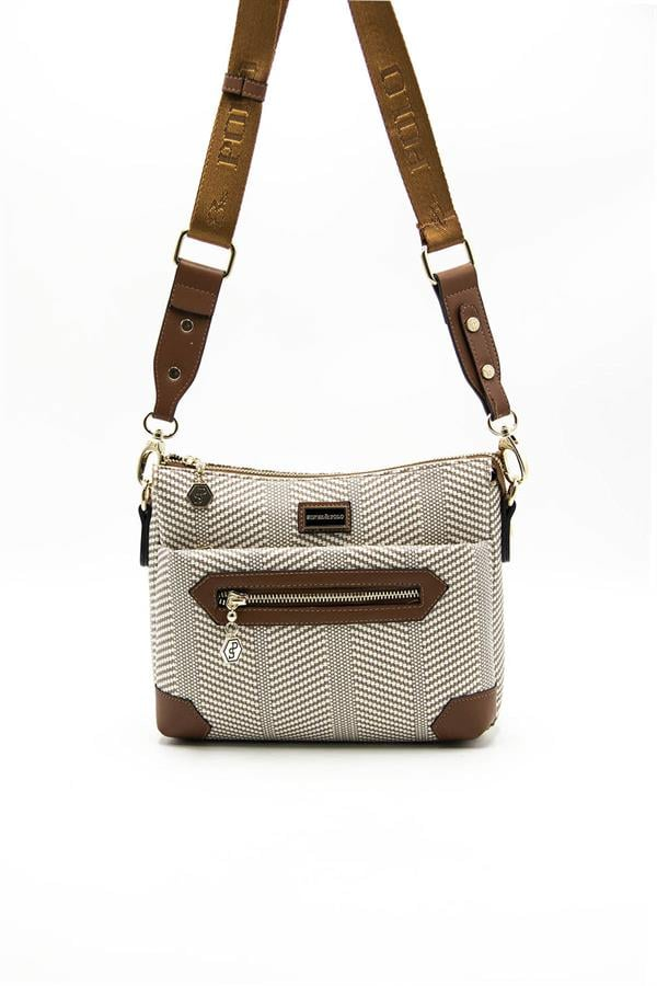 Silver & Polo SP1110 Kadın Çapraz Çanta Hasır Bej-Taba