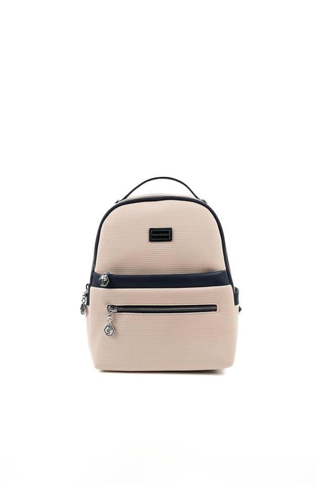 Silver & Polo SP1061 Kadın Sırt Çantası Petek Bej-Lacivert
