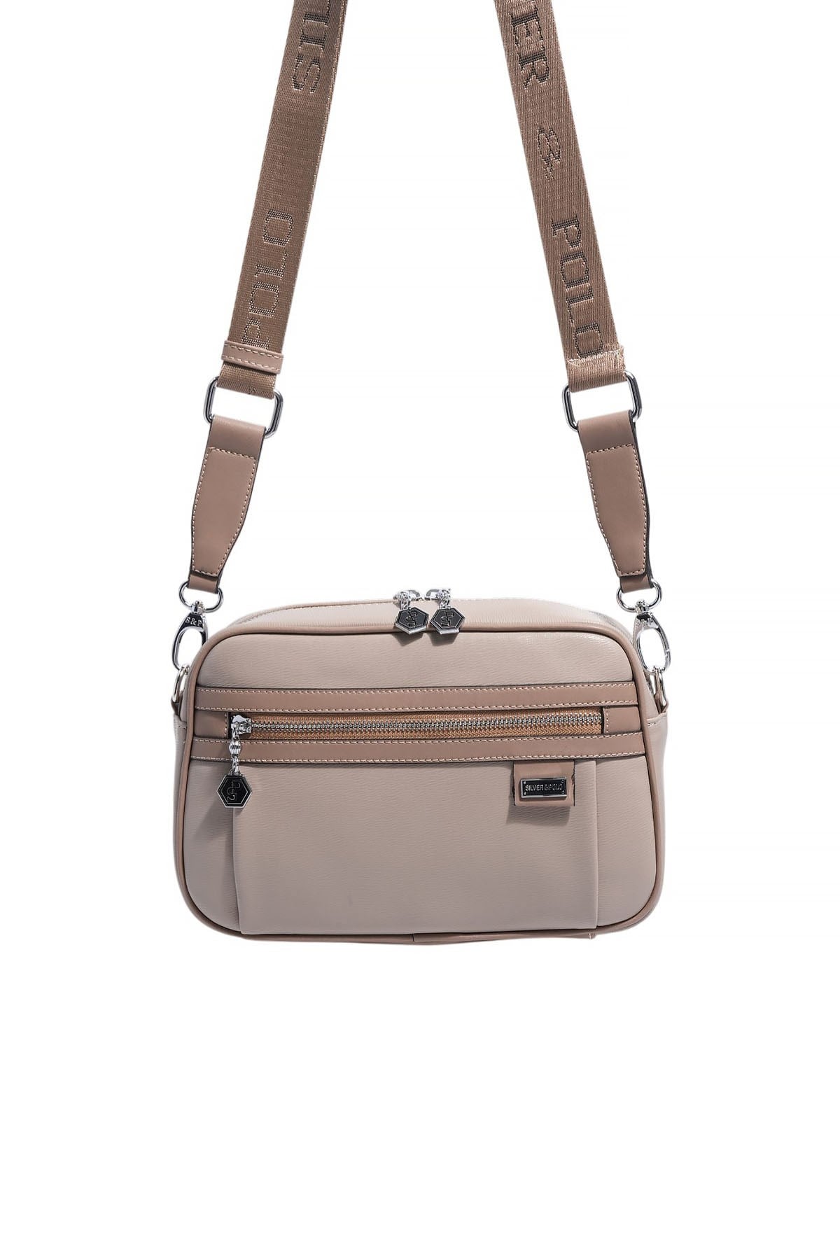 Silver & Polo SP1280 Kadın Çapraz Çanta Düz Koyu Bej-Latte