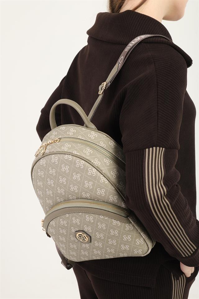 Silver & Polo SP945 Kadın Sırt Çantası Monogram Y.Yeşil