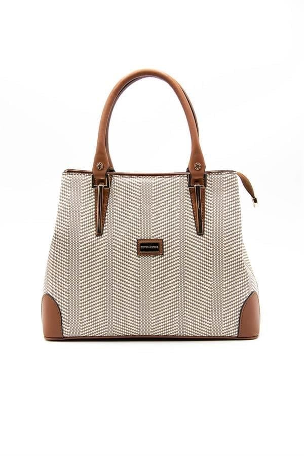 Silver & Polo SP667 Kadın El Çantası Hasır Bej-Taba