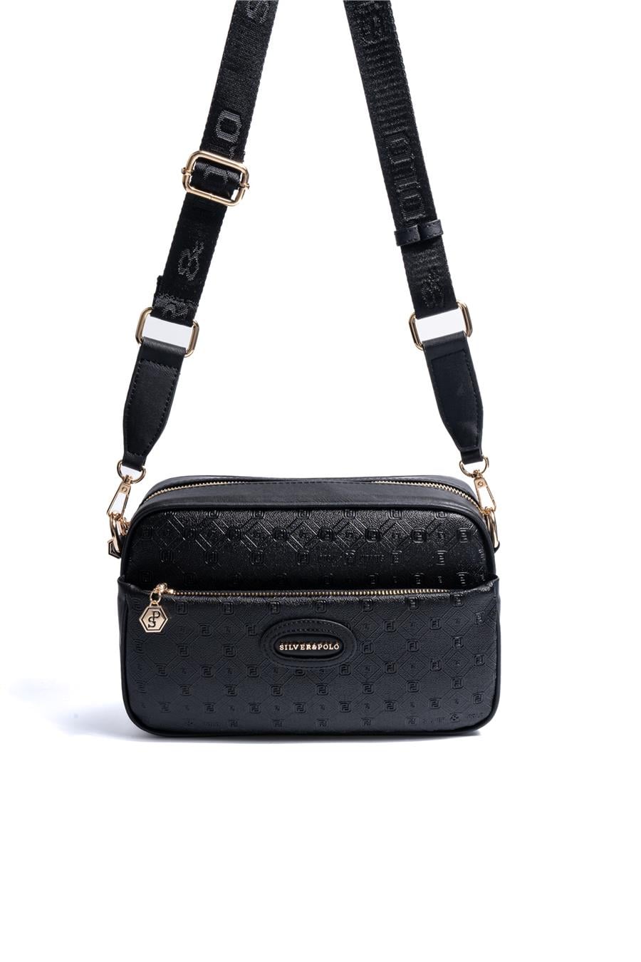 Silver & Polo SP1267 Kadın Çapraz Çanta Logolu Siyah-Siyah