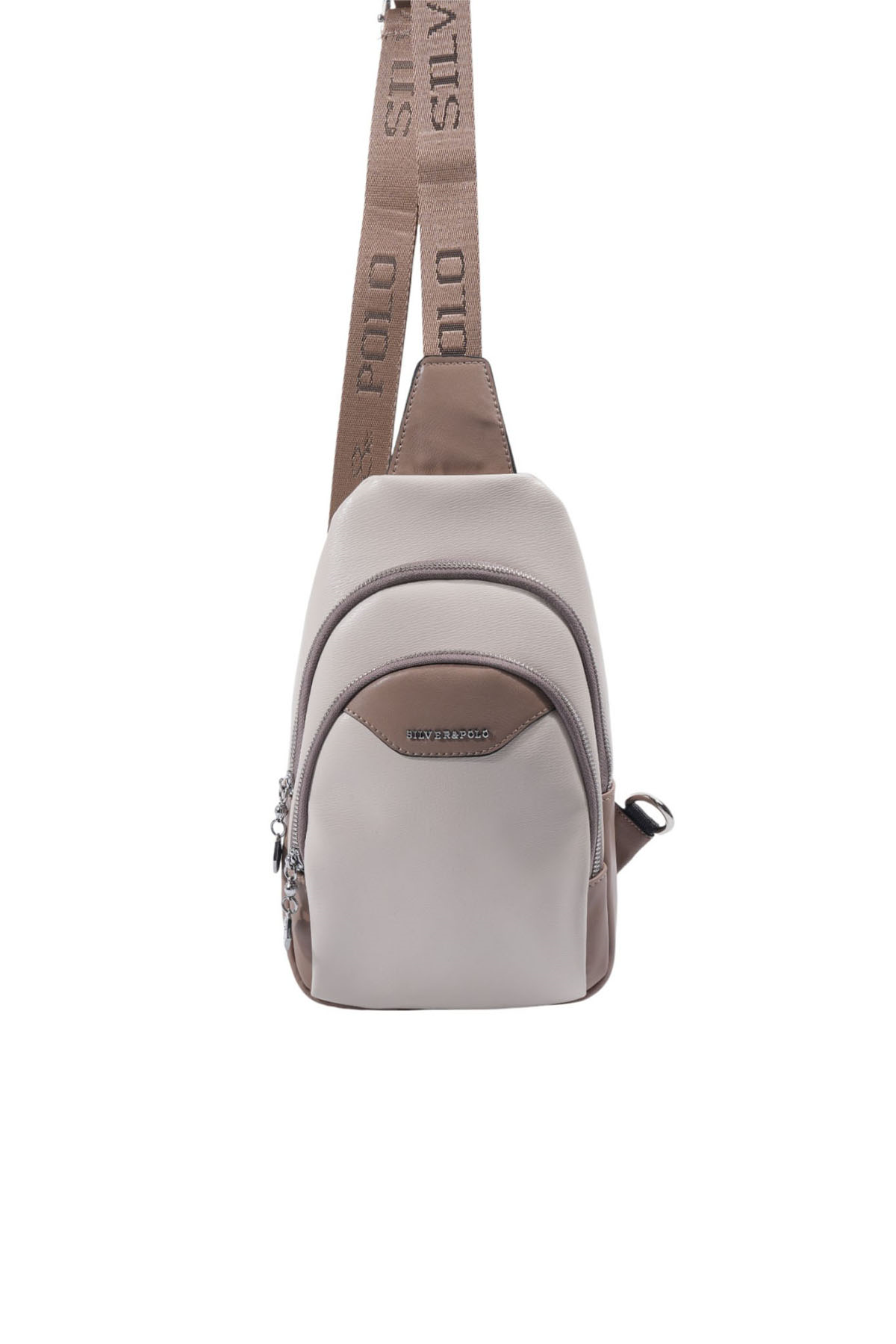 Silver & Polo SP959 Kadın Vücut Çantası Düz Bej-Latte