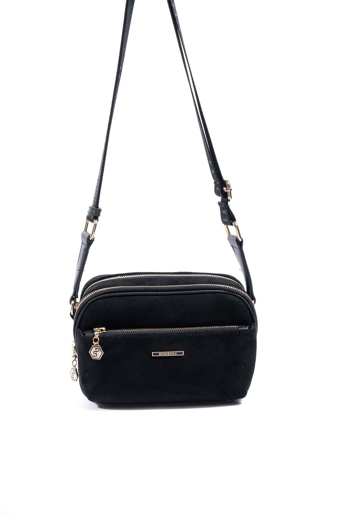 Silver & Polo SP1162 Kadın Çapraz Çanta Süet Siyah