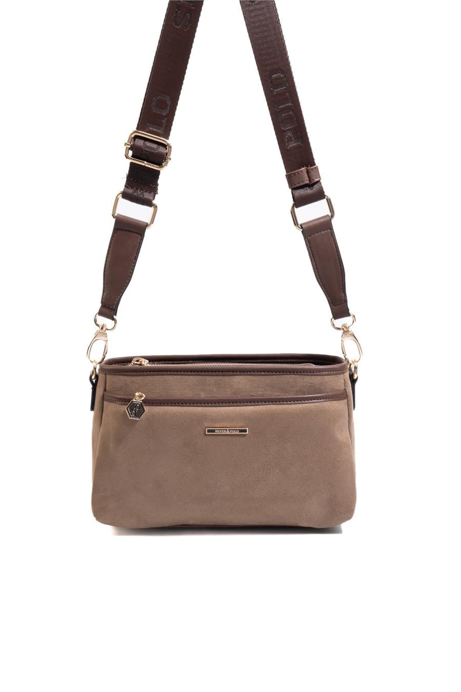 Silver & Polo SP1184 Kadın Çapraz Çanta Süet Vizon-Kahve