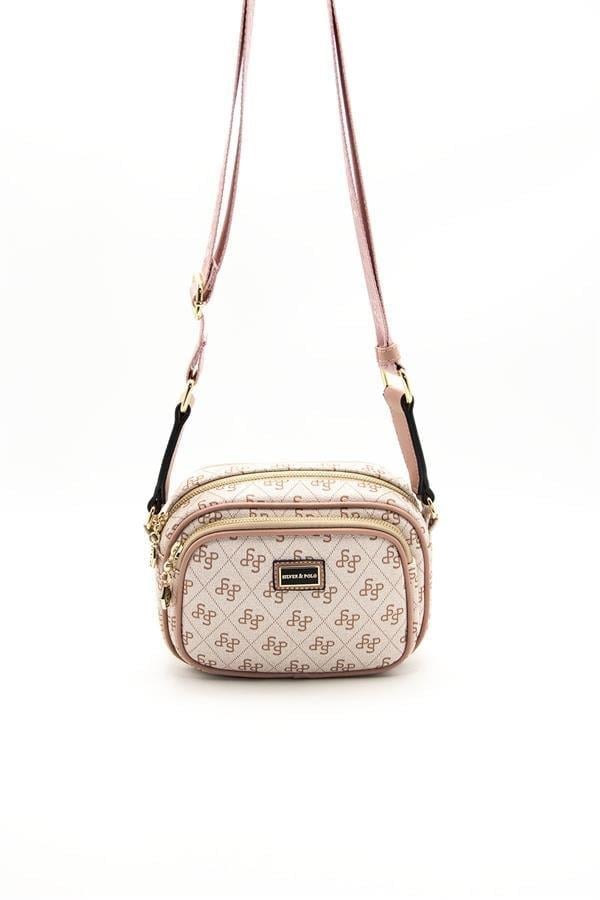 Silver & Polo SP1111 Kadın Çapraz Çanta Monogram Pembe-Somon