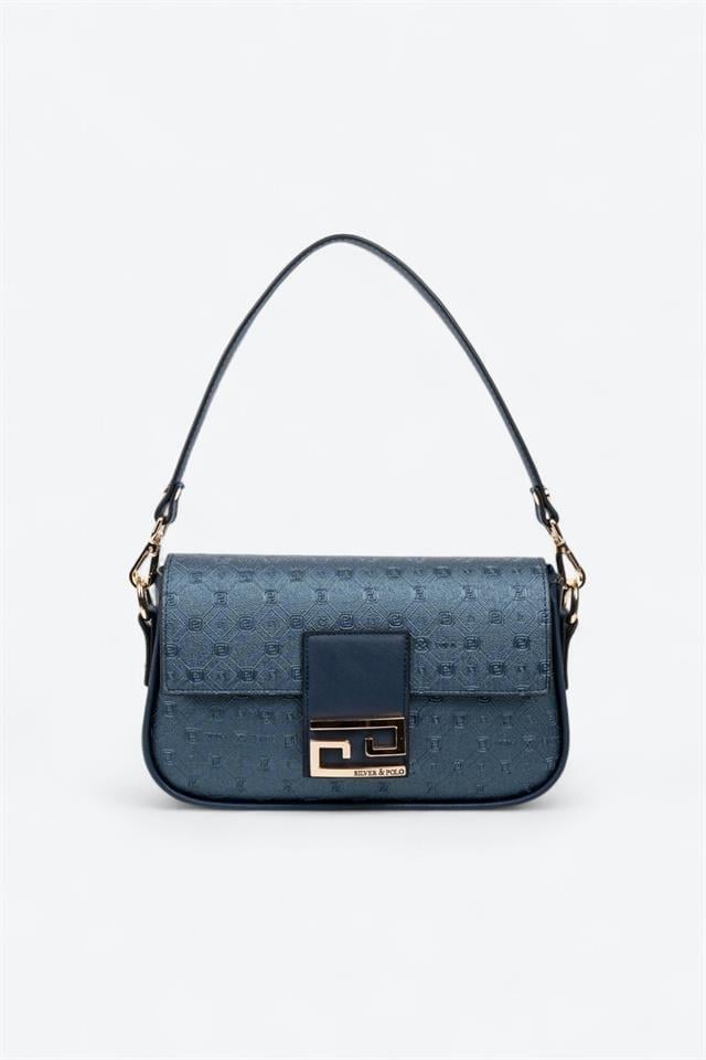 Silver & Polo SP1179 Kadın Omuz Çantası Logolu Lacivert