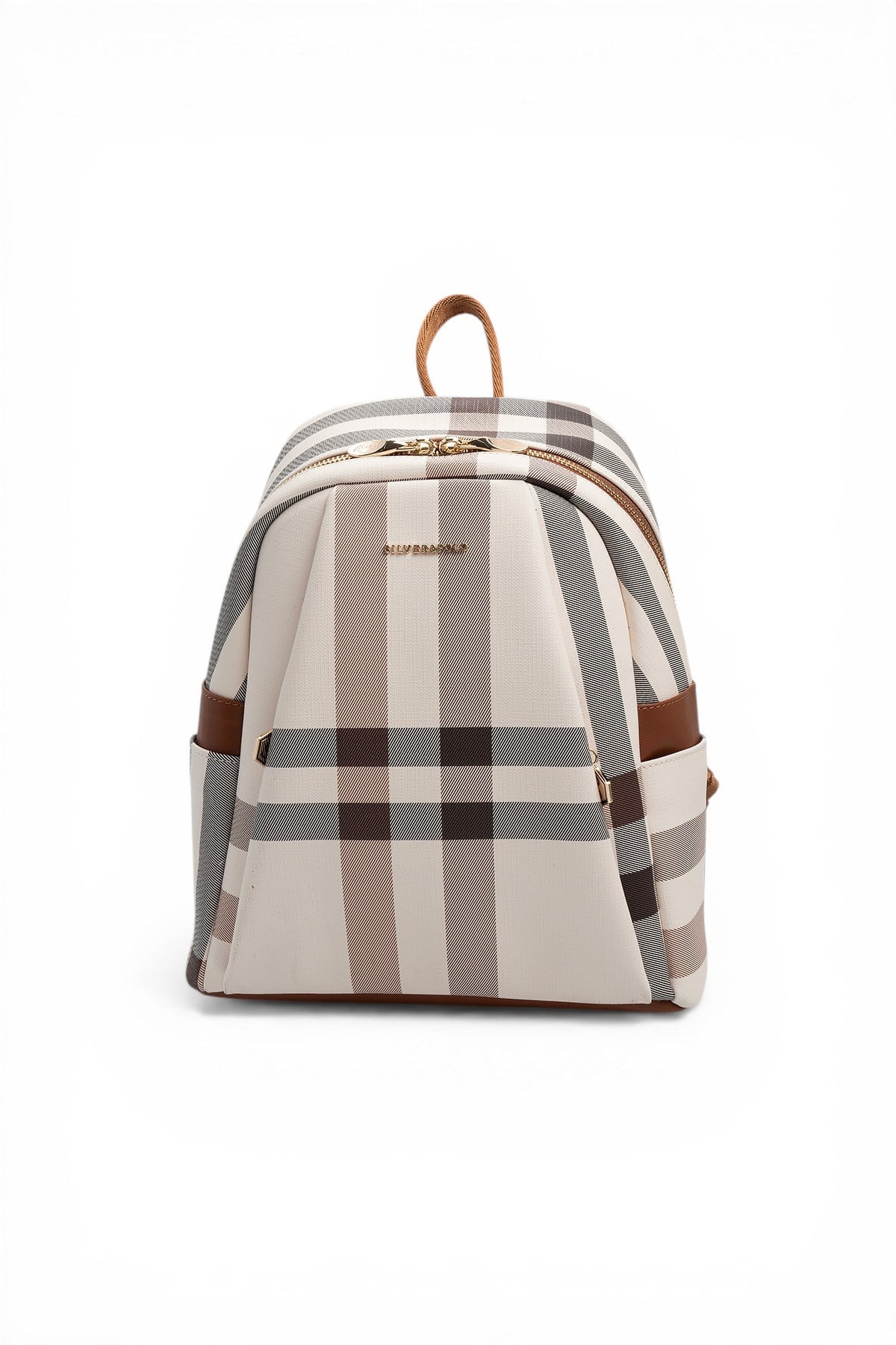 Silver & Polo SP926 Kadın Sırt Çantası Ekose Krem-Taba