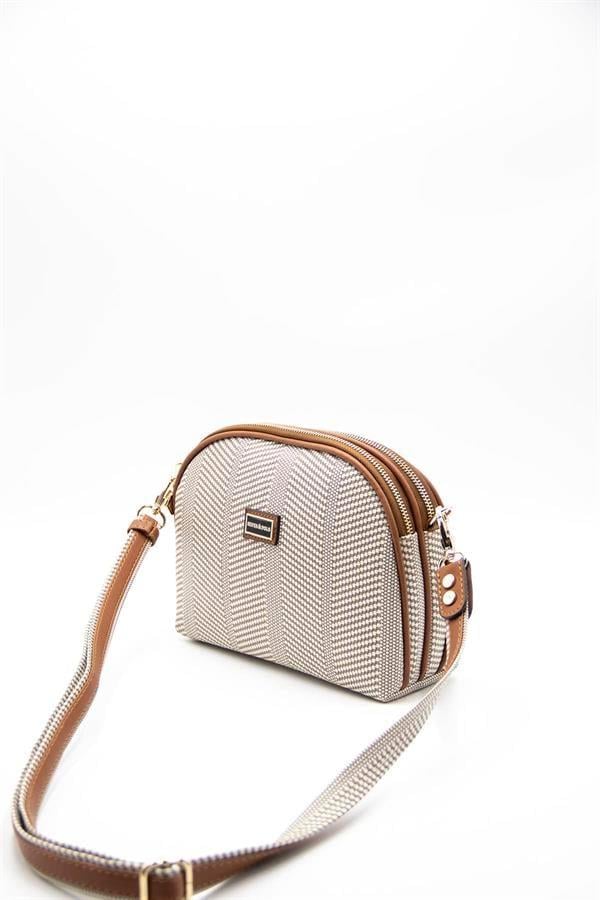 Silver & Polo SP765 Kadın Çapraz Çanta Hasır Bej-Taba