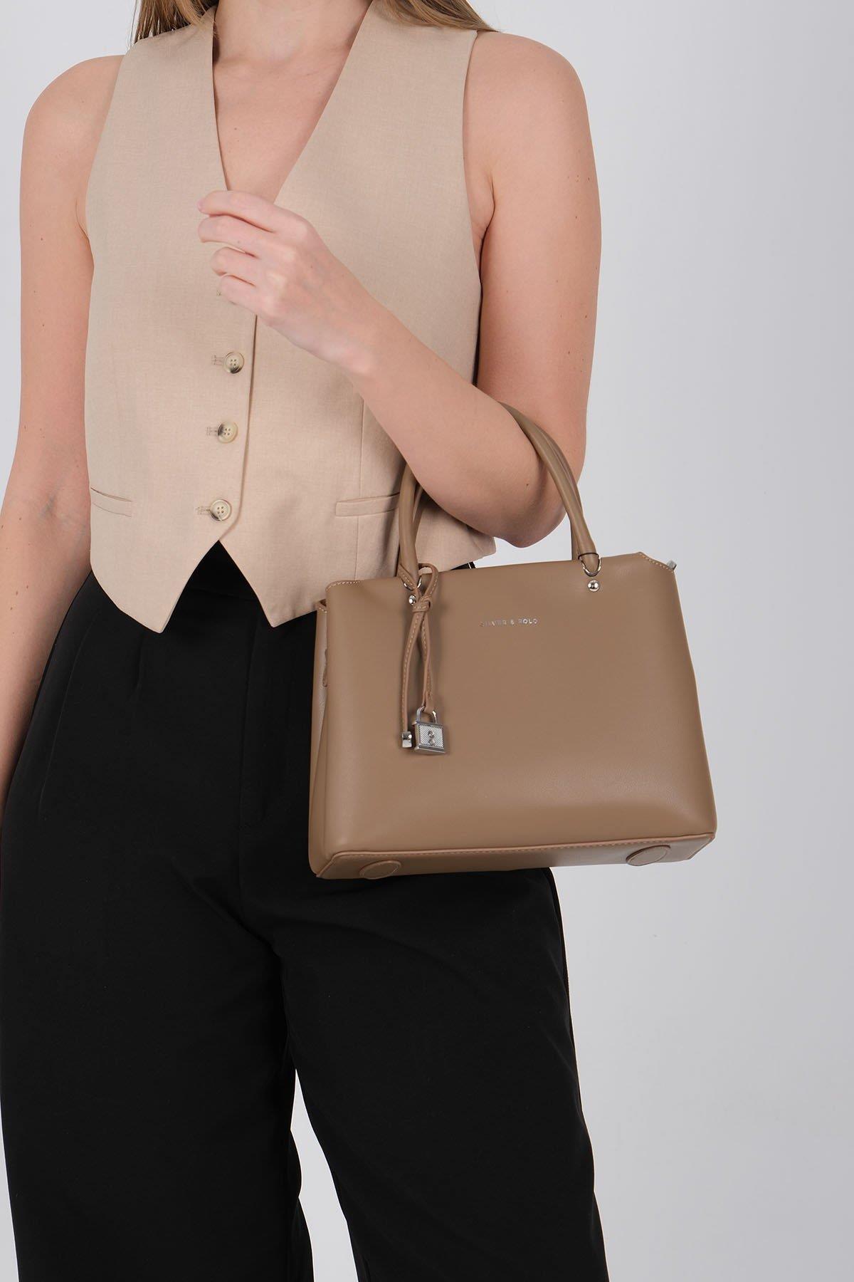 Silver & Polo SP1236 Kadın El Çantası Cilt Vizon-Vizon