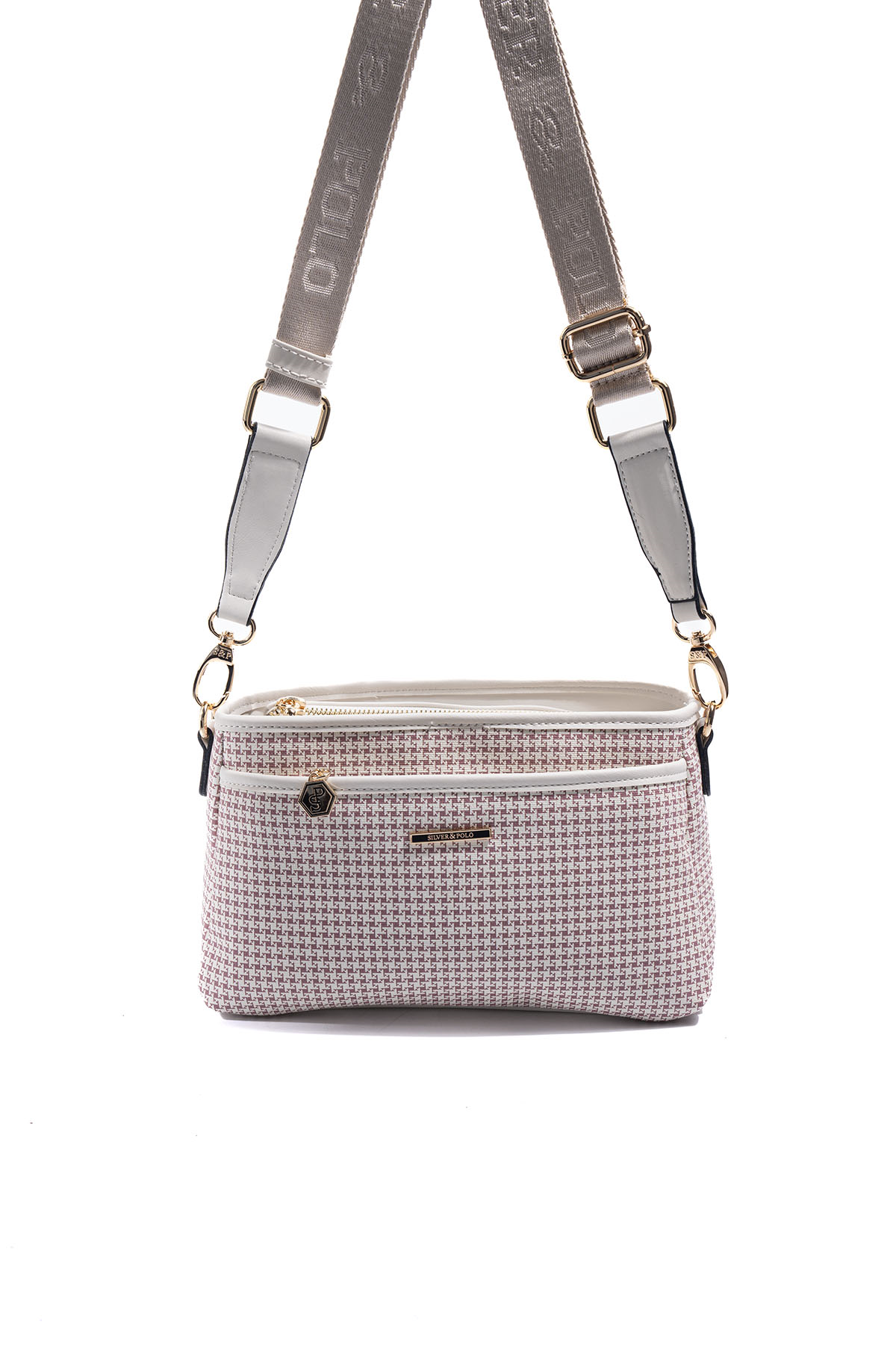 Silver & Polo SP1184 Kadın Çapraz Çanta King Desen Bordo-Kemik