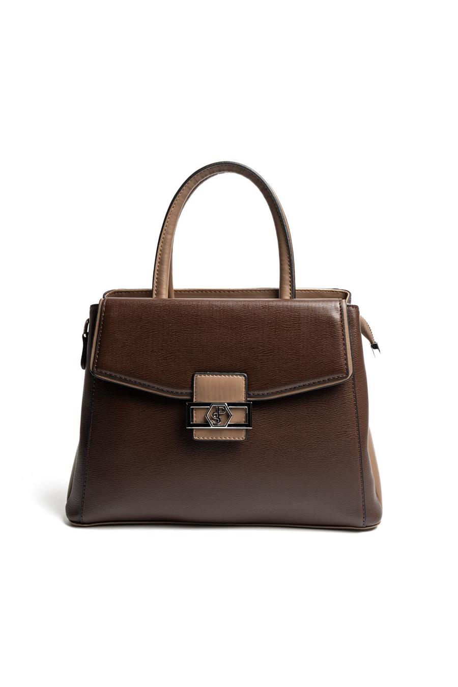 Silver & Polo SP1264 Kadın El Çantası Düz Kahve-Vizon