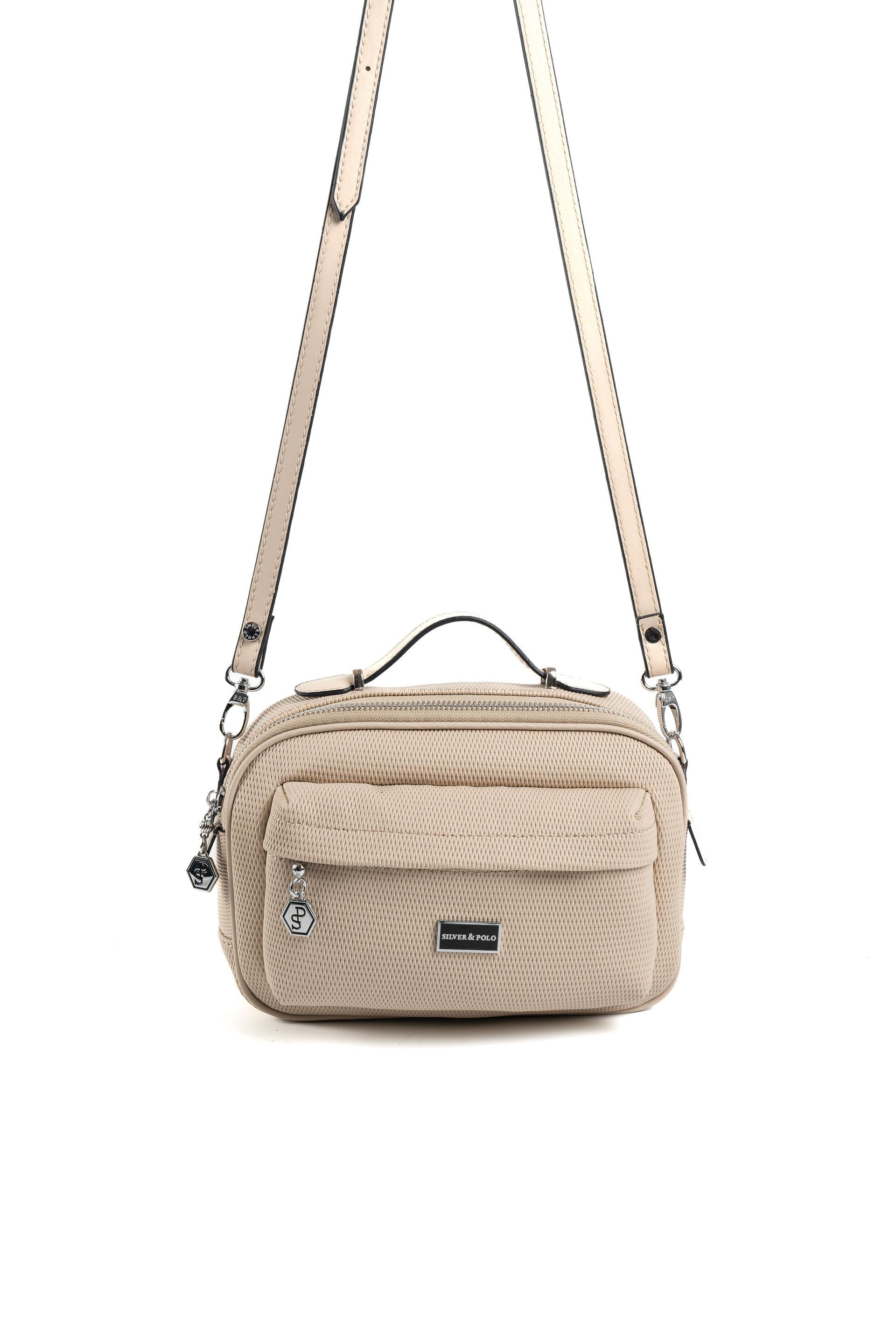 Silver & Polo SP1186 Kadın Çapraz Çanta Petek Kum Beji