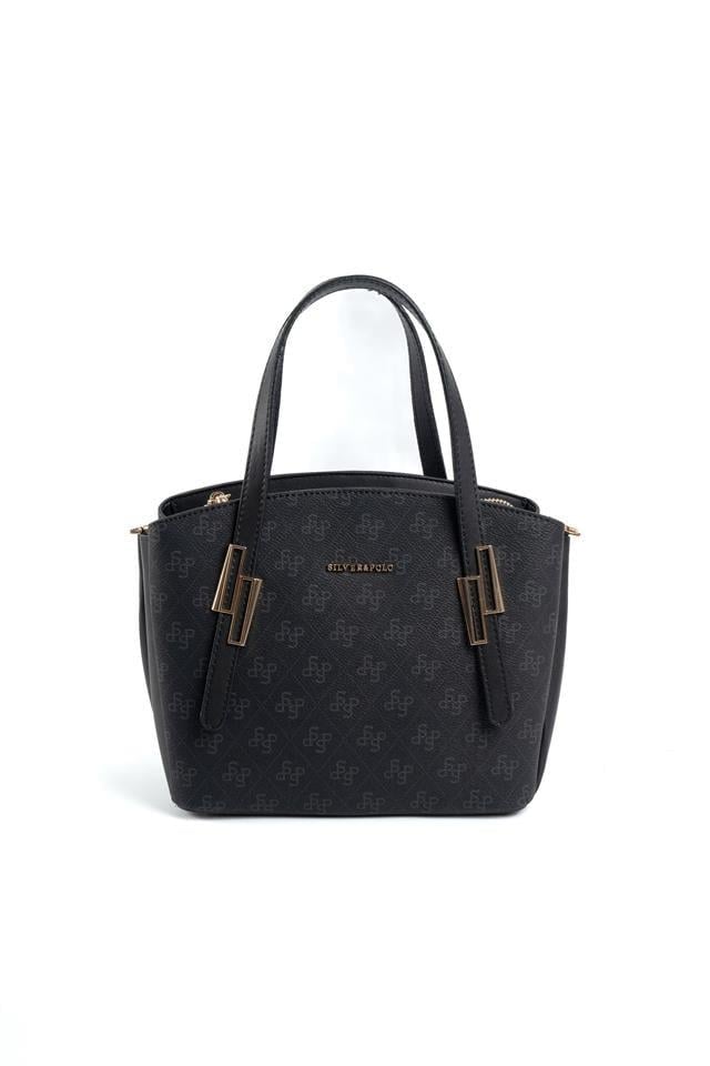 Silver & Polo SP1021 Kadın El Çantası Monogram Siyah-Siyah