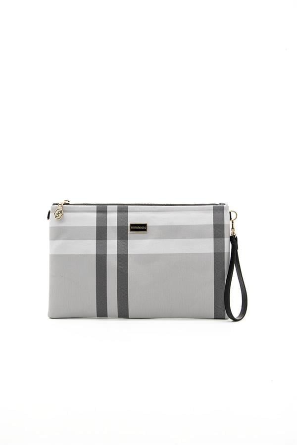 Silver Polo A.Gri - A.Taba Ekose Kadın Portföy ve Clutch El Çantası SP1034