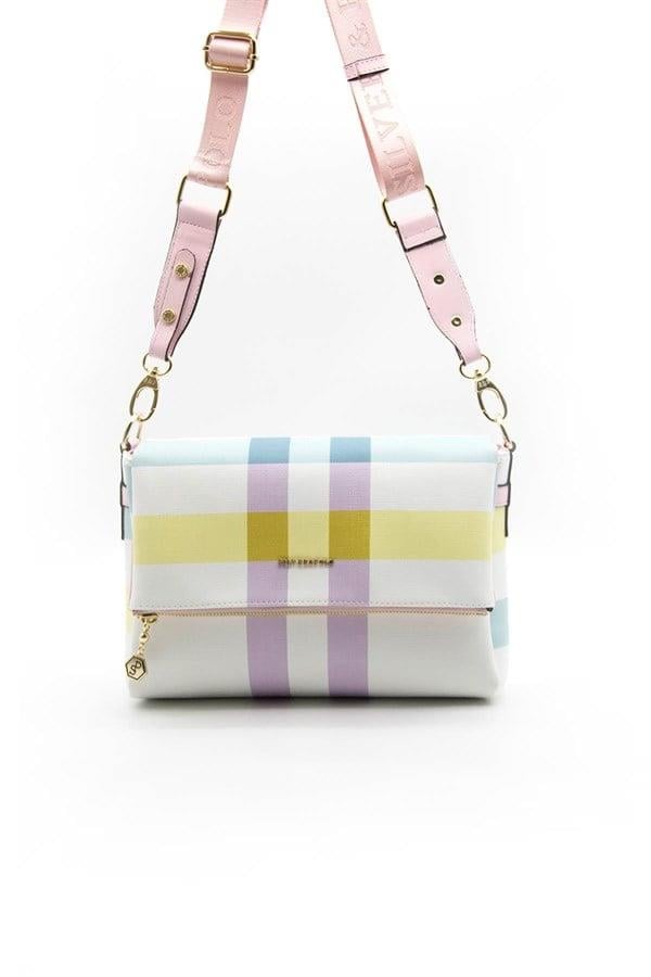 Silver & Polo SP963 Kadın Çapraz Çanta Ekose Lila-Pembe
