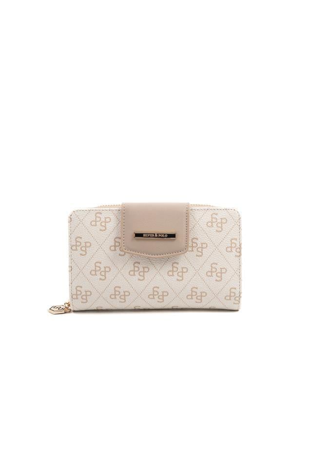 Silver & Polo SP1202 Kadın Cüzdan & Kartlık Monogram Bej-Kum