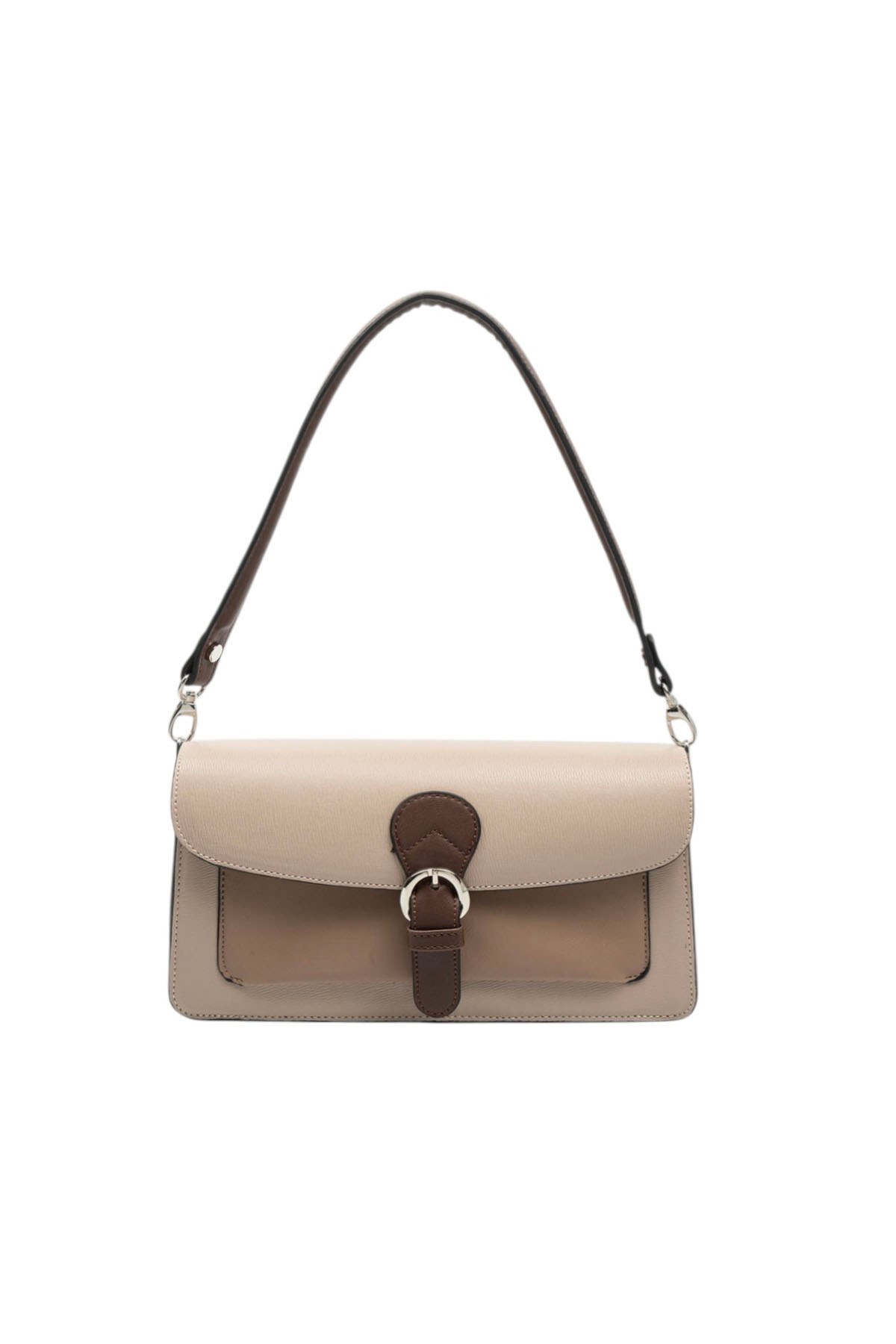 Silver & Polo SP1279 Kadın Çapraz Çanta Düz Koyu Bej-Latte-M105 Kahve