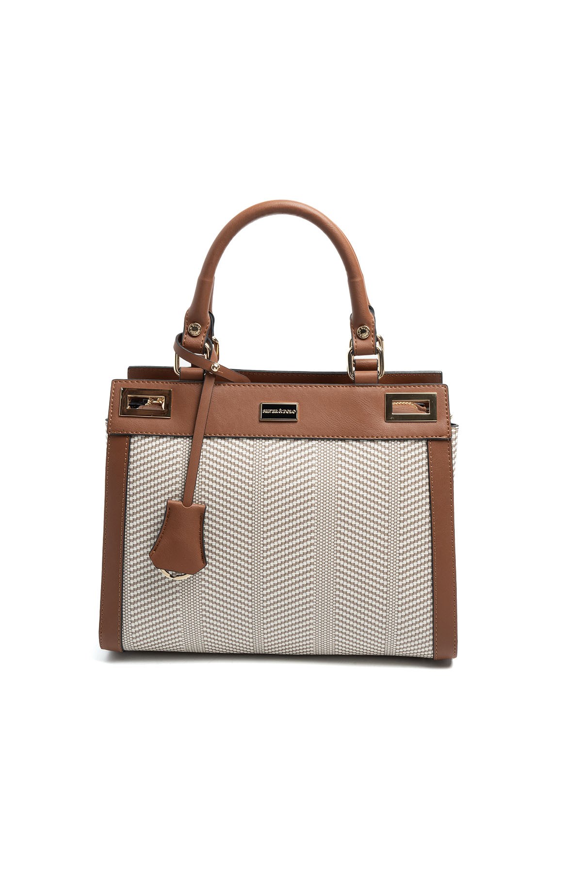 Silver & Polo SP1174 Kadın El Çantası Hasır Bej-Taba