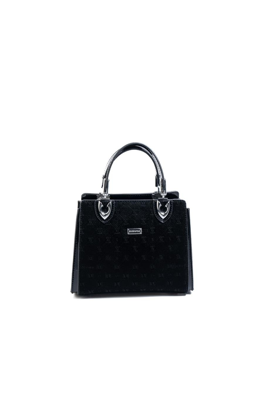 Silver & Polo SP1133 Kadın El Çantası Fashion Siyah-Rugan Siyah